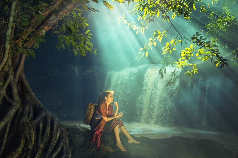 woman, waterfall, forest-1820868.jpg